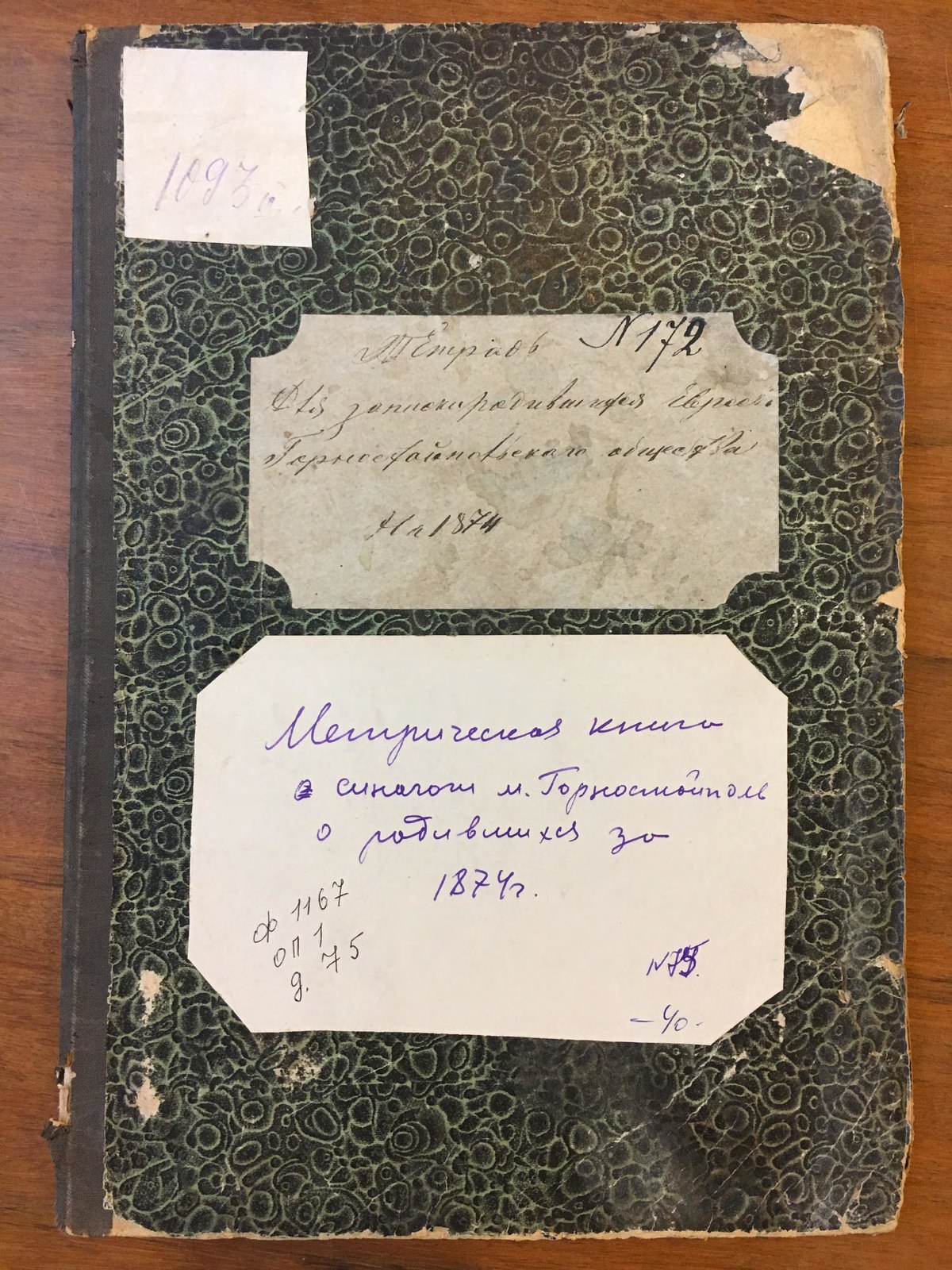 Синагога книга. Метрическая книга о родившихся 1874. Метрична книга синагоги Кам'яний Брід.