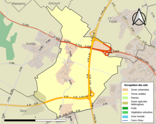 Kolorowa mapa przedstawiająca użytkowanie gruntów.