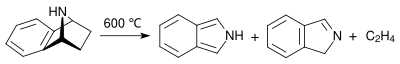 Vorschaubild für Datei:1,2,3,4-tetrahydronaphthalen-1,4-imine → 2H-isoindole + 1H-isoindole.svg