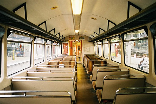 The bus style bench seating originally used on a Class 144 Pacer