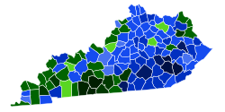 Primary results by county:
Chandler
.mw-parser-output .legend{page-break-inside:avoid;break-inside:avoid-column}.mw-parser-output .legend-color{display:inline-block;min-width:1.25em;height:1.25em;line-height:1.25;margin:1px 0;text-align:center;border:1px solid black;background-color:transparent;color:black}.mw-parser-output .legend-text{}
Chandler--81-90%
Chandler--71-80%
Chandler--61-70%
Chandler--51-60%
Chandler--41-50%
Richards
Richards--81-90%
Richards--71-80%
Richards--61-70%
Richards--51-60%
Richards--41-50% 2003 Kentucky gubernatorial Democratic primary county map.svg