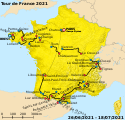 Tour de France-ruten 2021.