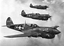 Three aircraft formation of squadron P-40N Warhawks 24th Fighter Squadron P-40Ns.jpg