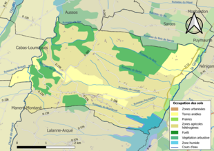 Barevná mapa znázorňující využití půdy.