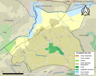 Kolorowa mapa przedstawiająca zagospodarowanie terenu.