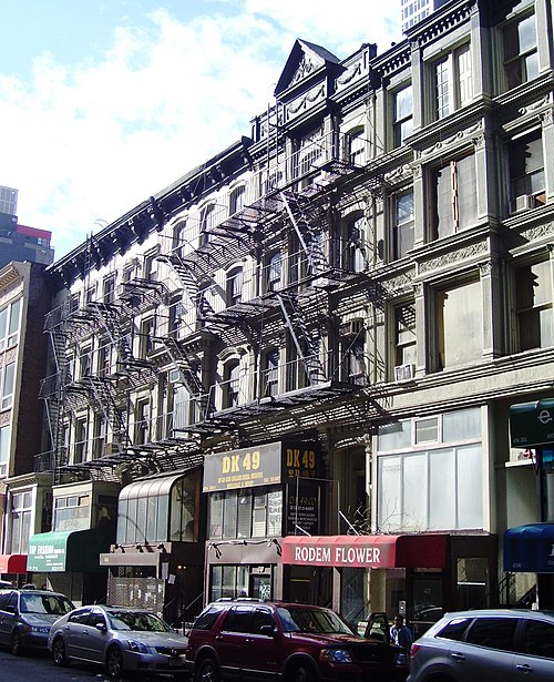 These buildings (47–55 West 28th Street) and others on West 28th Street between Sixth Avenue and Broadway in Manhattan housed the sheet-music publishers that were the center of American popular music in the early 20th century. The buildings shown were designated as historic landmarks in 2019.