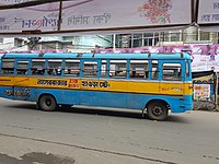 A private bus in Nagerbazar locality