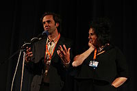 Nick de Pencier and director Jennifer Baichwal introducing Act of God at the 44th KVIFF. Act of God, Pencier, Baichwal.jpg