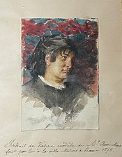 Aimé Nicolas Morot, 1878. Portrait de Victoria, modèle d'Aimé Morot fait par lui à la Villa Médicis à Rome, 1878, aquarelle.