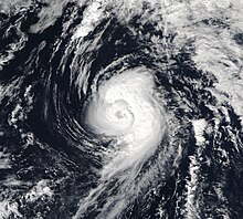 A photograph of a hurricane over the Central Pacific Ocean