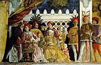 Fresco in de Camera degli Sposi.  1474. Mantova