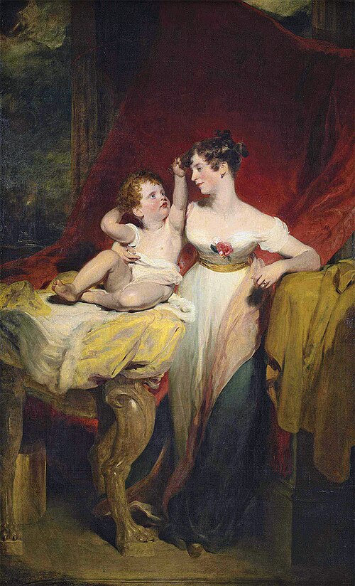 John Savile, the future 4th Earl of Mexborough, with his mother Lady Anne Yorke (1783 - 1870), (then Viscountess Pollington, later Countess of Mexboro