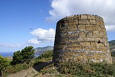 The ruins of an old windmill, located on the Morro das Velas, along the south-west coast of the village of Velas