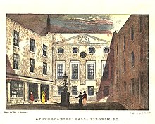 Apothecaries Hall, Pilgrim St Engraved by John James Hinchliff from a drawing by Thomas Hosmer Shepherd, c. 1850. Apothecaries' Hall, Pilgrim St (5053846665).jpg