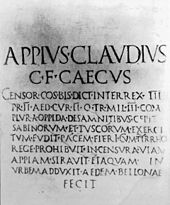 Appius Claudius Caecus felirata.