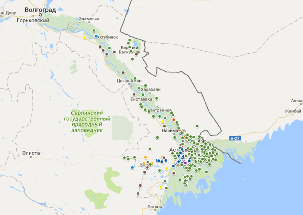 Оопт астраханской области карта