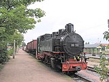Radebeul Ost station: old goods yard; narrow-gauge locomotive with wagon