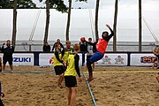 Deutsch: Beachhandball Europameisterschaften 2019 (Beach handball Euro); Tag 5: 6. Juli 2019 – Männer, Platzierungsspiel für die Ränge 5–8, Frankreich-Deutschland 0:2 (18:22, 16:19) English: Beach handball Euro; Day 5: 6 July 2019 – Placement Match/Cross Match for rank 5–8 Men – Frankreich-Deutschland 0:2 (18:22, 16:19)