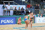 Deutsch: Beachhandball Europameisterschaften 2019 (Beach handball Euro); Tag 2: 3. Juli 2019 – Frauen, Vorrunde Gruppe D, Ukraine-Deutschland 2:0 (23:22, 32:24) English: Beach handball Euro; Day 2: 3 July 2019 – Women Preliminary Round Group D – Ukraine-Germany 2:0 (23:22, 32:24)