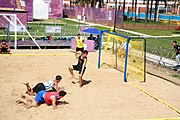 Deutsch: Beachhandball bei den Olympischen Jugendspielen 2018; Tag 3, 9. Oktober 2018; Jungs, Vorrunde, Gruppe A - Ungarn-Thailand 2:1 English: Beach handball at the 2018 Summer Youth Olympics at 9 October 2018 – Girls Preliminary Round Group A‎ – Hungary-Thailand 2:1