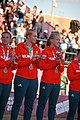 Deutsch: Beachhandball bei den Olympischen Jugendspielen 2018 in Buenos Aires; Tag 7, 13. Oktober 2018; Medaillenzeremonie Mädchen - Gold: Argentinien, Silber: Kroatien, Bronze: Ungarn English: Beach handball at the 2018 Summer Youth Olympics in Buenos Aires at 13 October 2018 – Medal Ceremony Girls - Gold: Argentina, Silver: Croatia, Bronze: Hungary Español: Handball de playa en los Juegos Olimpicos de la Juventud Buenos Aires 2018 en 13 de octubre de 2018 – Medalla Ceremonia para niñas - Oro: Argentina, Plata: Croacia, Bronce: Hungría