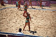 Deutsch: Beachhandball bei den Olympischen Jugendspielen 2018; Tag 4, 10. Oktober 2018; Mädchen, Vorrunde, Gruppe A - Ungarn-Chinese Taipei (Taiwan) 2:0 English: Beach handball at the 2018 Summer Youth Olympics at 10 October 2018 – Girls Preliminary Round Group A‎ – Hungary-Chinese Taipei 2:0