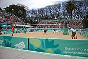 Deutsch: Beachvolleyball bei den Olympischen Jugendspielen 2018; Tag 11, 17. Oktober 2018; Jungen,Finale – Niederlande (Matthew Immers/Yorick de Groot)-Schweden (David Åhman/Jonatan Hellvig) 0:2 (20–22/15–21) English: Beach volleyball at the 2018 Summer Youth Olympics at 17 October 2018 – Final – Netherlands (Matthew Immers/Yorick de Groot)-Sweden (David Åhman/Jonatan Hellvig) 0:2 (20–22/15–21)