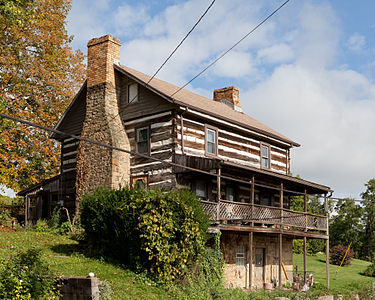 Log cabin, circa 1788, built by town founder Zephania Beall; the oldest building in the historic district.