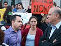 Braverman and Eitan Shwartz (left), a TV correspondent and reality show winner, at a demonstration in support of Darfur Refugees (2007)