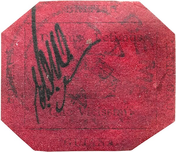 The British Guiana 1c magenta stamp for which Weitzman paid $9.48M in 2014.