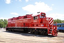 Brookville locomotive for the Central California Traction Company Brookville locomotive 2101 side facing right.jpg