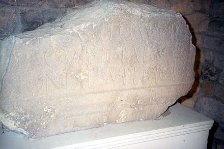 Fragment of an inscription detailing the cursus honorum of Marcus Iallius Bassus. CILXII2719.jpg