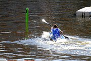 Deutsch: Kanusport bei den Olympischen Jugendspielen 2018; Tag 10, 16. Oktober 2018; Kleines Finale um die Bronzemedaille Jungen Einer-Kajak-Slalom: Tom Bouchardon (Frankreich) - George Snook (Neuseeland) English: Canoeing at the 2018 Summer Youth Olympics at 16 October 2018 – Boys' K1 slalom Bronze Medal Race: Tom Bouchardon (France) - George Snook (New Zealand)