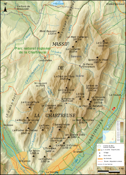 Map of the Chartreuse massif