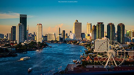 View of the Chao Phraya River as it passes through Bang Kho Laem and Khlong San districts