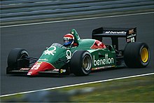The Benetton sponsored Alfa Romeo 185T in 1985. Cheever, Alfa Romeo 02.08.1985.jpg