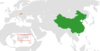 Location map for China and Slovakia.