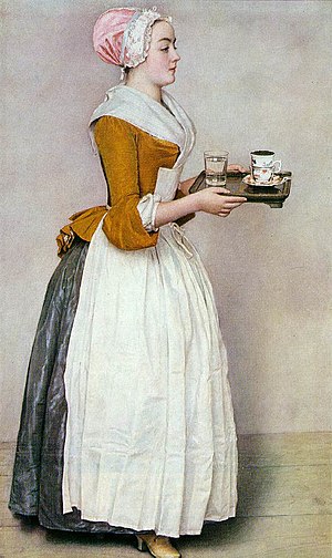 Жан-Этьен Лиотар Шоколадница, ок. 1743-45 La Belle Chocolatière, Das Schokoladenmädchen Пергамент, пастель. 82,5=52,5 см Галерея старых мастеров, Дрезден.