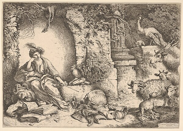 Circe changing the companions of Ulysses into beasts, etching, 1650-51