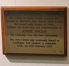 Commemorative plaque for Annie Inglis at Aberdeen Arts Centre Commemorative plaque to Annie Inglis.jpg