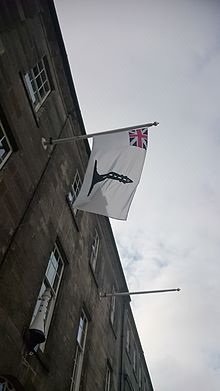 Commissioners' Flag, flown outside the NLB HQ in Edinburgh Commissioner's Ensign. Northern Lighthouse Board.jpg