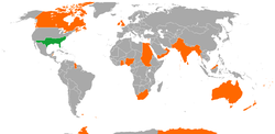 Map indicating locations of Confederate States of America and British Empire