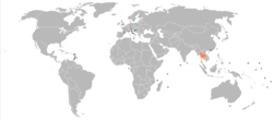 Map indicating location of โครเอเชีย and ไทย