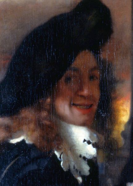 Detail of the painting The Procuress (c. 1656), believed to be a self-portrait by Vermeer