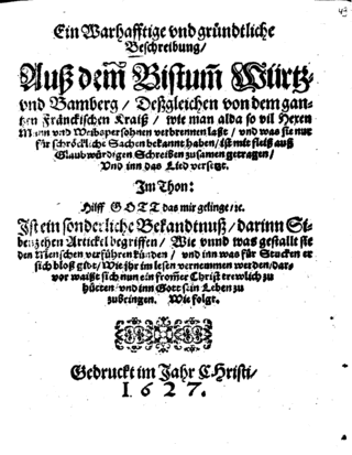 <span class="mw-page-title-main">Würzburg witch trials</span> Holy Roman Empire witch trials (1625–1631)
