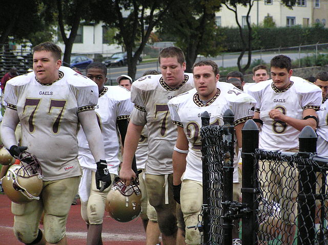 The Gaels leave the field following a victory over Mount St. Michael in October 2004