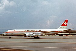 Douglas DC-8-53 борт HB-IDD за 5 лет до захвата