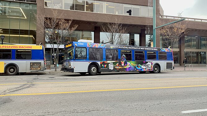 Edmonton Transit Service New Flyer D40LF on a route 900X service at Jasper Avenue