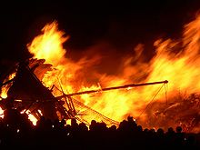 A Viking longship being burnt during Edinburgh's annual Hogmanay celebrations Edinburgh Hogmanay Longship.jpg