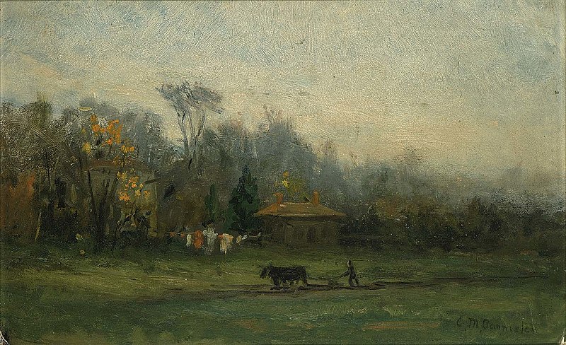 File:Edward Mitchell Bannister - Untitled (landscape with man plowing fields) - 1983.95.120 - Smithsonian American Art Museum.jpg
